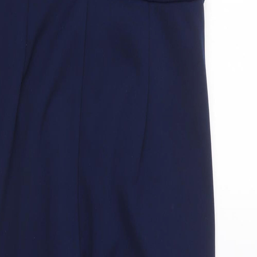 Boohoo Womens Blue Polyester Jumpsuit One-Piece Size 14 Button