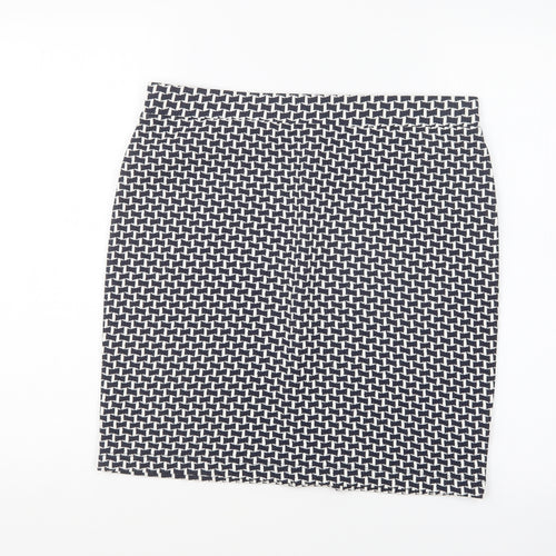 LOFT Womens Blue Geometric Cotton Mini Skirt Size M