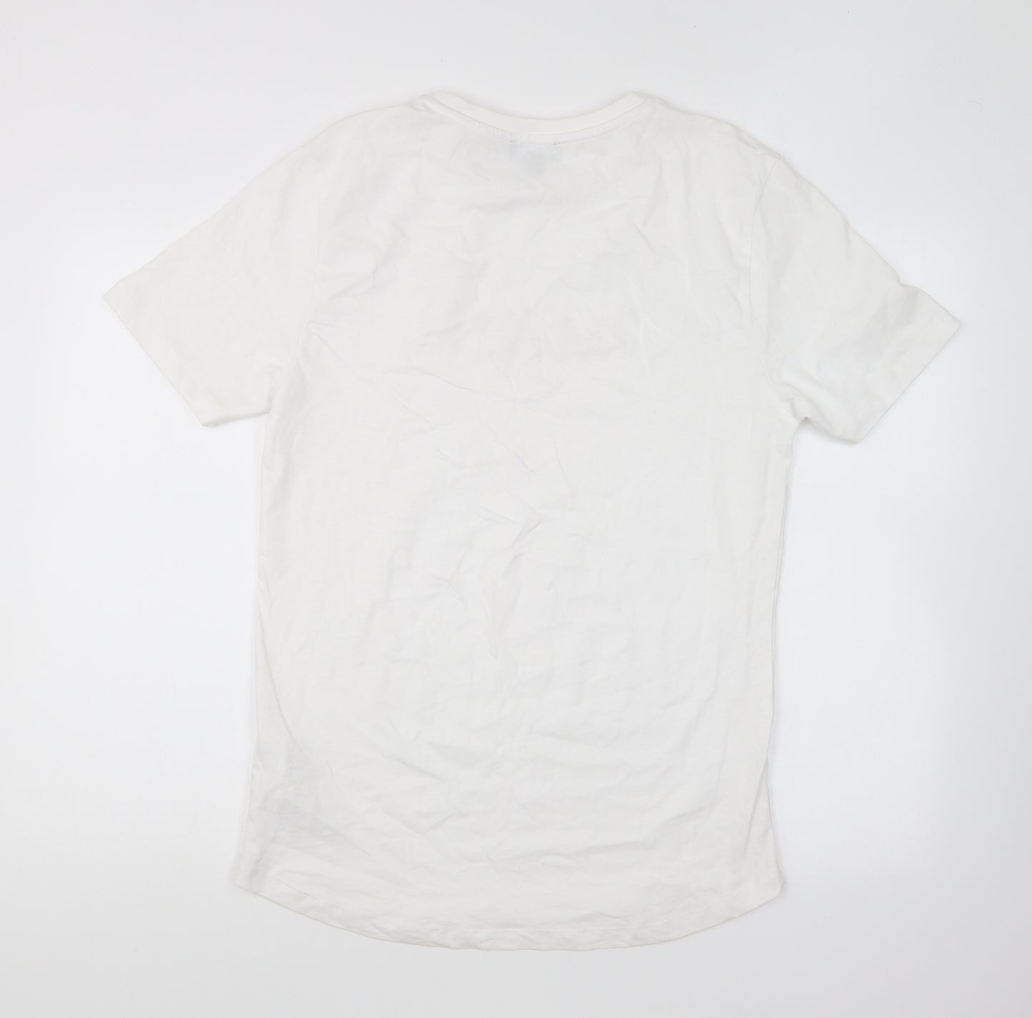 Boohoo Mens White Cotton T-Shirt Size M Round Neck