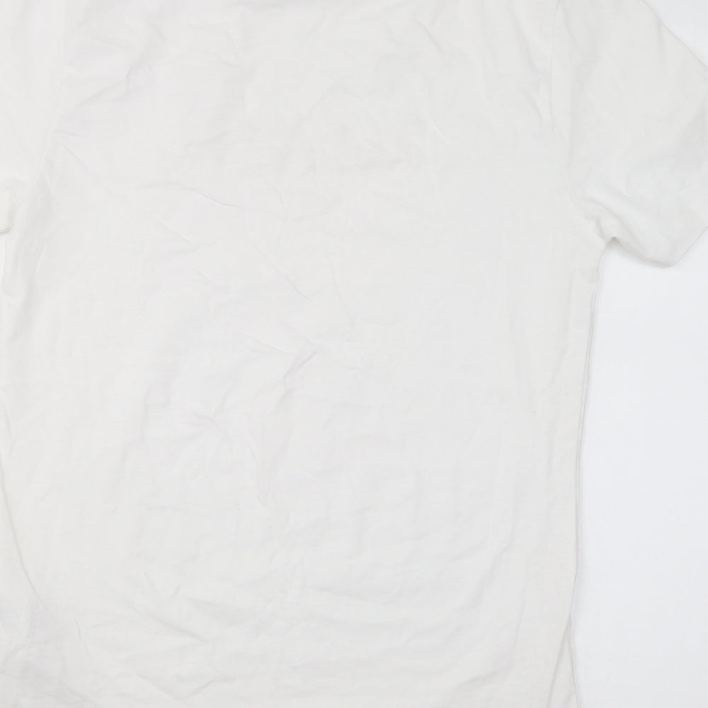 Boohoo Mens White Cotton T-Shirt Size M Round Neck