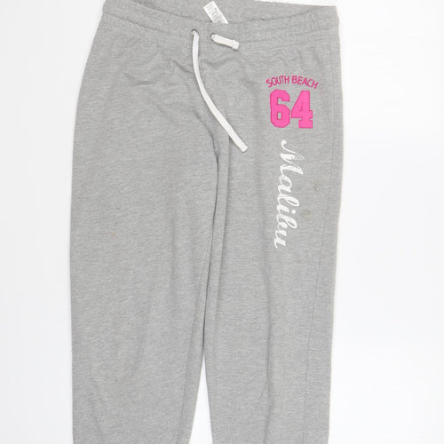 Dunnes Stores Womens Grey Polyester Jogger Trousers Size 10 L21 in Regular Drawstring - Malibu