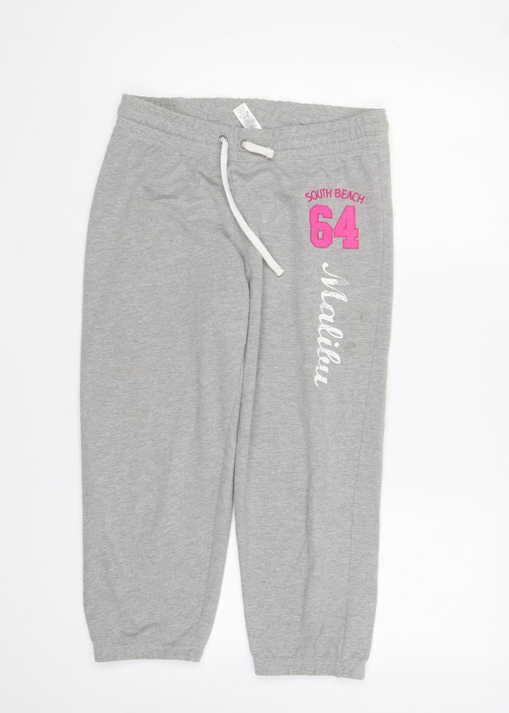 Dunnes Stores Womens Grey Polyester Jogger Trousers Size 10 L21 in Regular Drawstring - Malibu