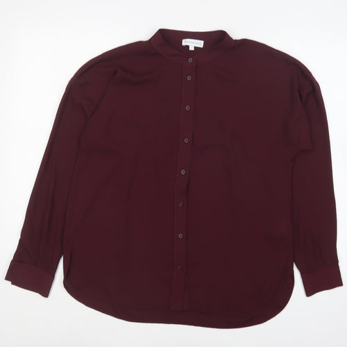 Warehouse Womens Purple Polyester Basic Blouse Size 12 Collared