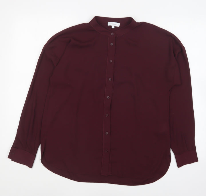 Warehouse Womens Purple Polyester Basic Blouse Size 12 Collared