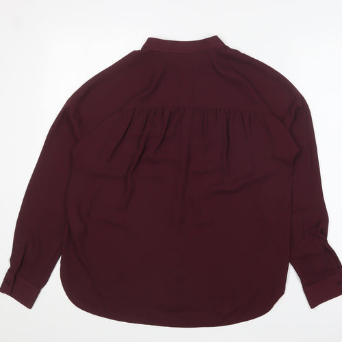 Warehouse Womens Purple Polyester Basic Blouse Size 12 Collared