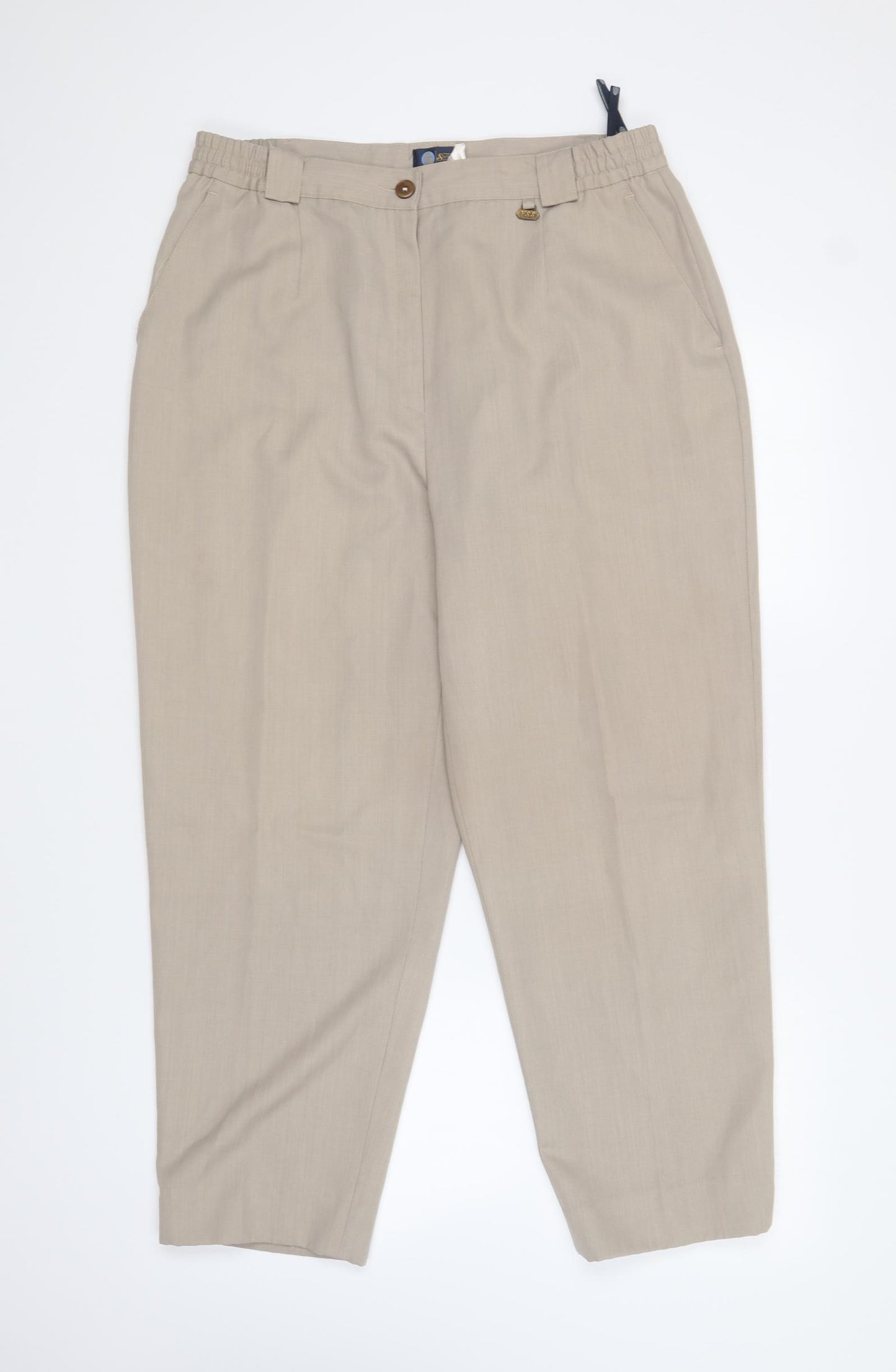 Sixth Sense Womens Beige Polyester Trousers Size 32 in L25 in Regular Button