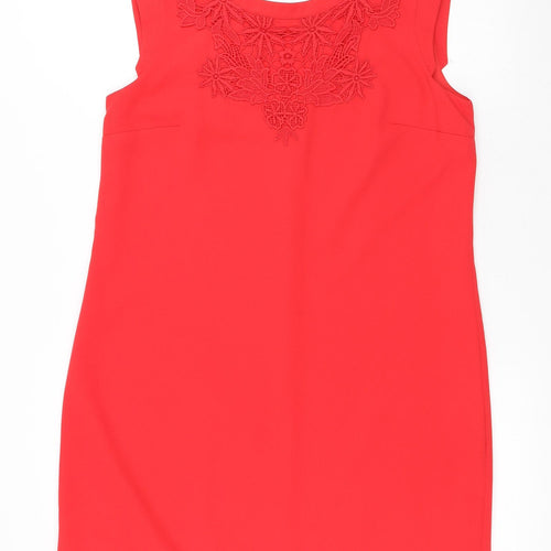 Oasis Womens Red Polyester A-Line Size 12 Round Neck Snap