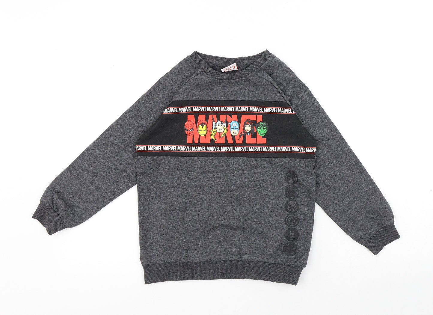 Marvel Comics Boys Grey Cotton Pullover Sweatshirt Size 8 Years - Marvel