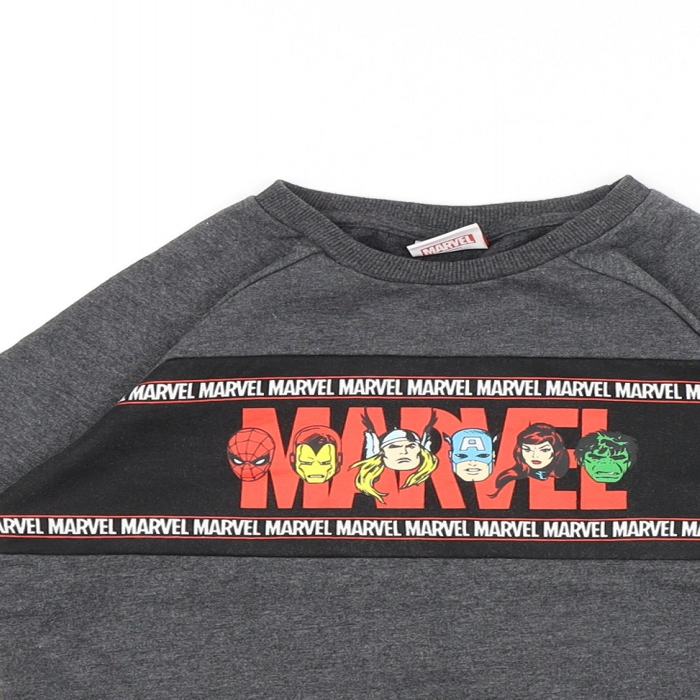 Marvel Comics Boys Grey Cotton Pullover Sweatshirt Size 8 Years - Marvel