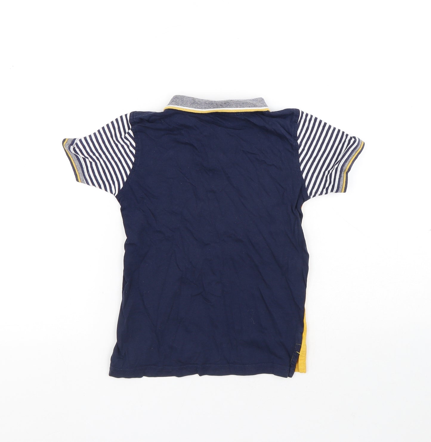 George Boys Multicoloured Colourblock Cotton Pullover Polo Size 5-6 Years Collared Button - Dinosaur