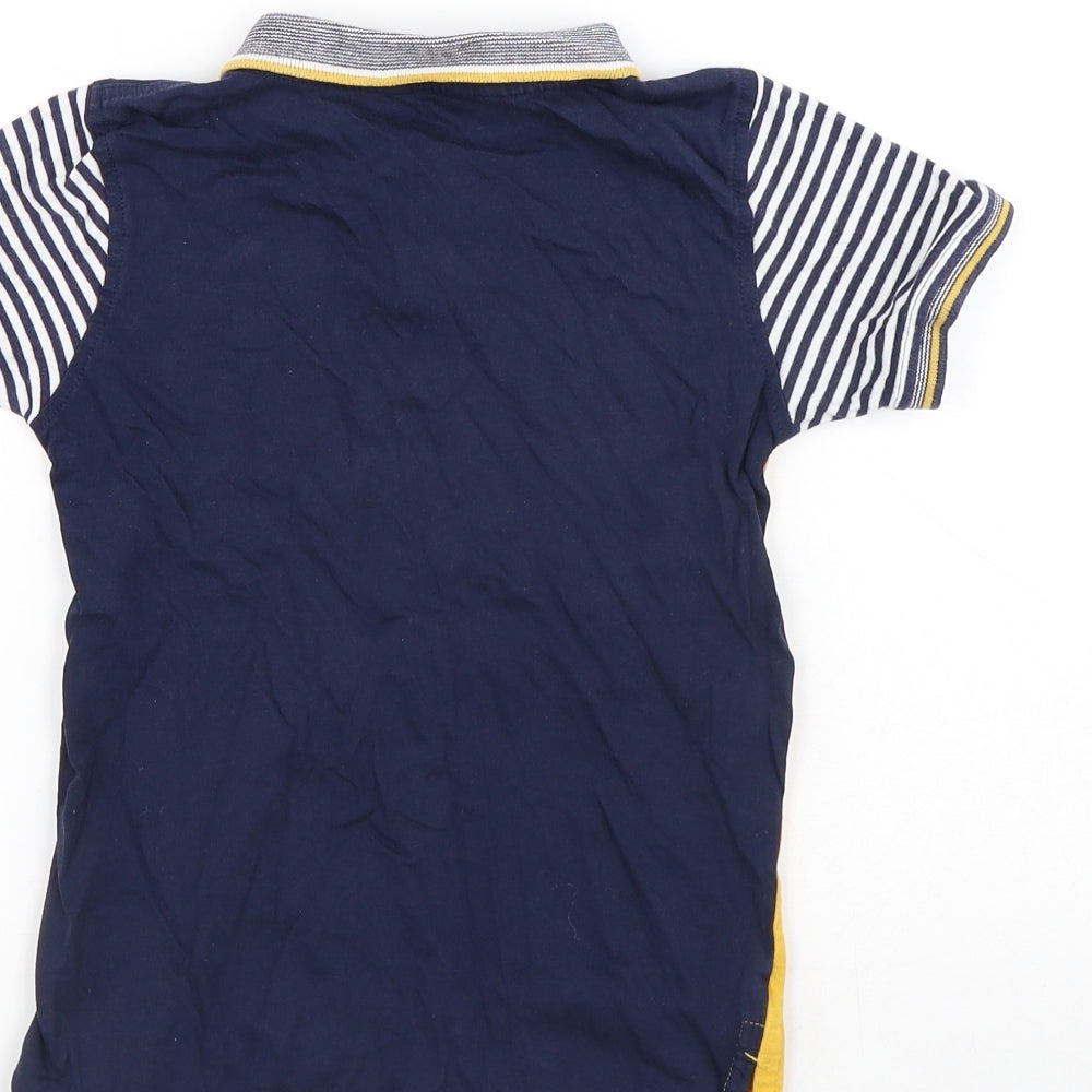 George Boys Multicoloured Colourblock Cotton Pullover Polo Size 5-6 Years Collared Button - Dinosaur