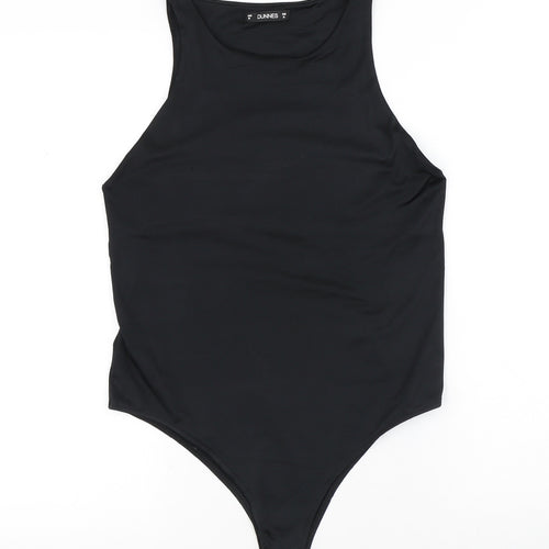 Dunnes Stores Womens Black Polyester Bodysuit One-Piece Size M Snap
