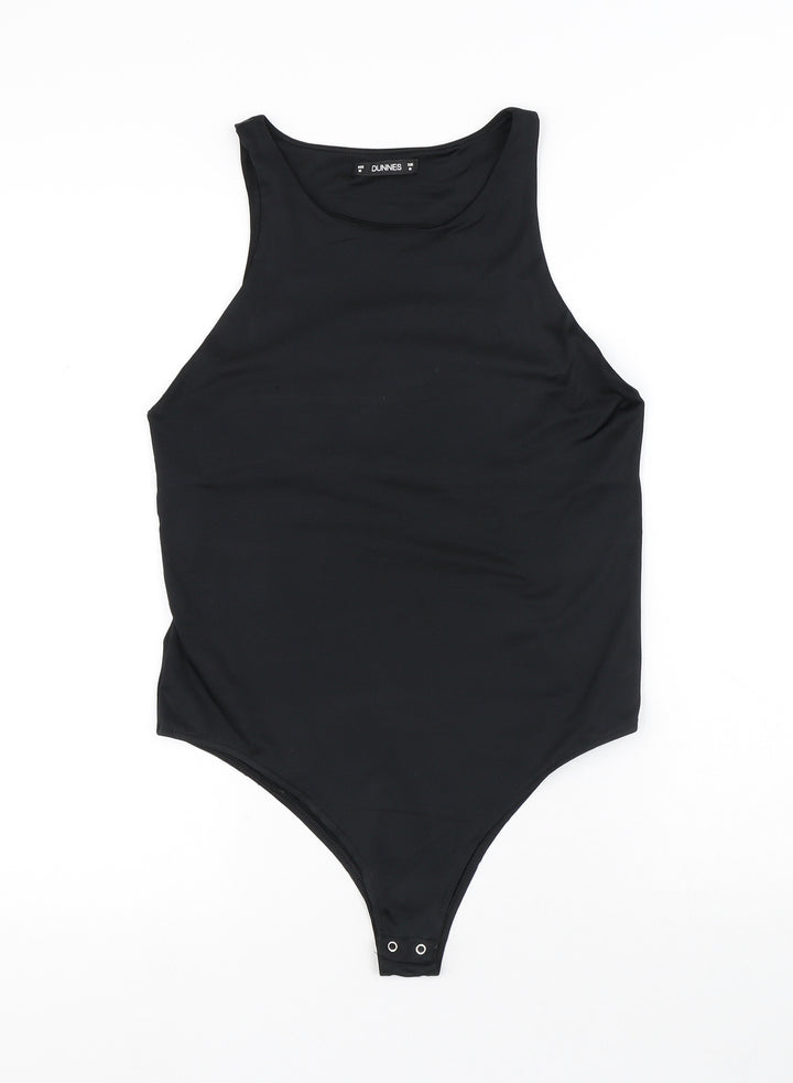 Dunnes Stores Womens Black Polyester Bodysuit One-Piece Size M Snap