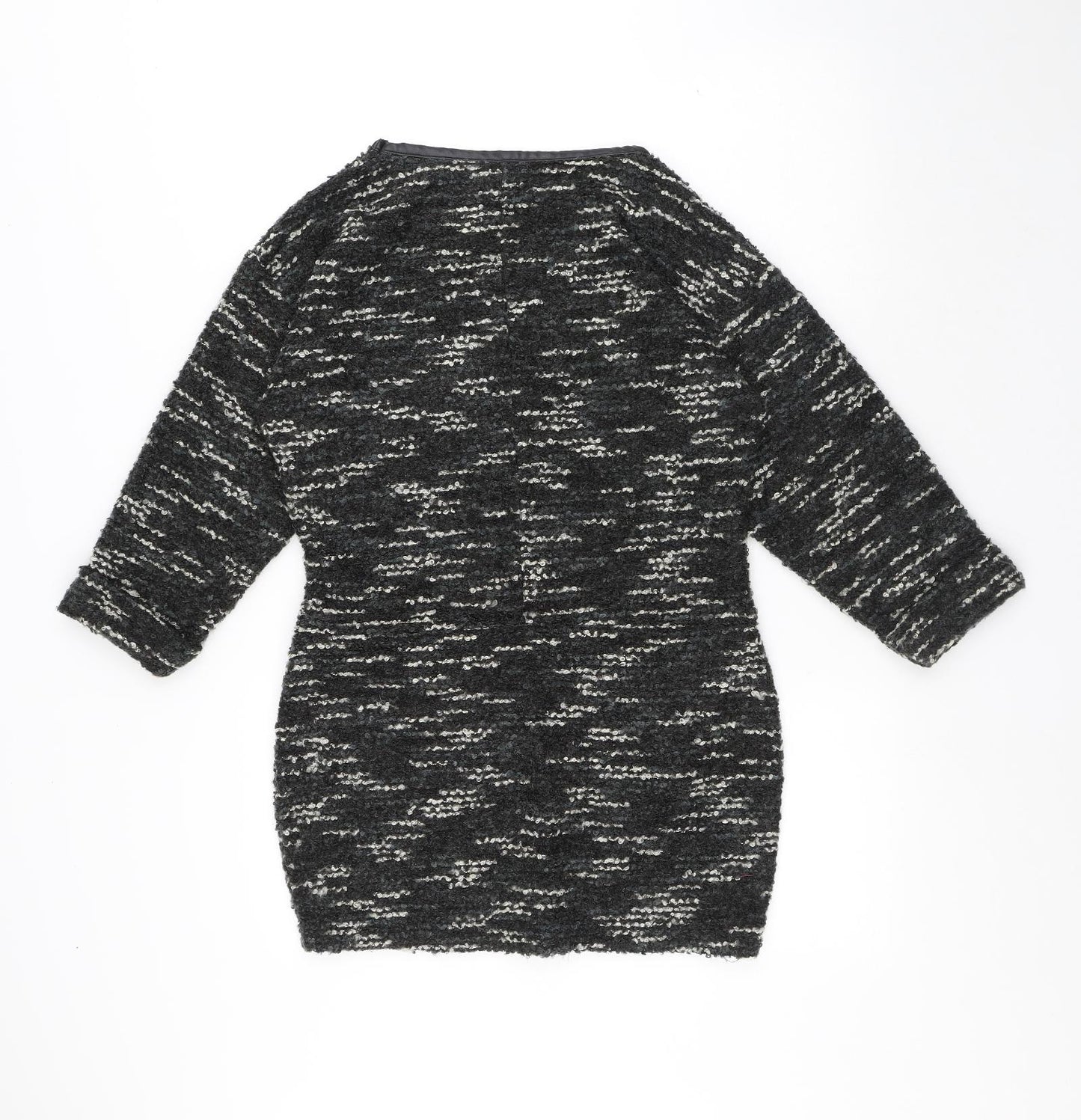 NEXT Womens Grey Geometric Polyester Jumper Dress Size 10 Round Neck Pullover