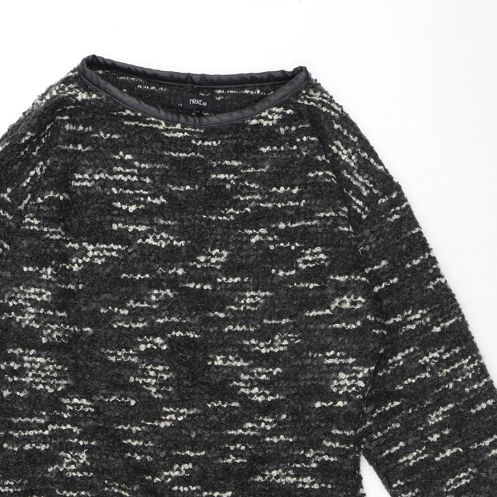 NEXT Womens Grey Geometric Polyester Jumper Dress Size 10 Round Neck Pullover