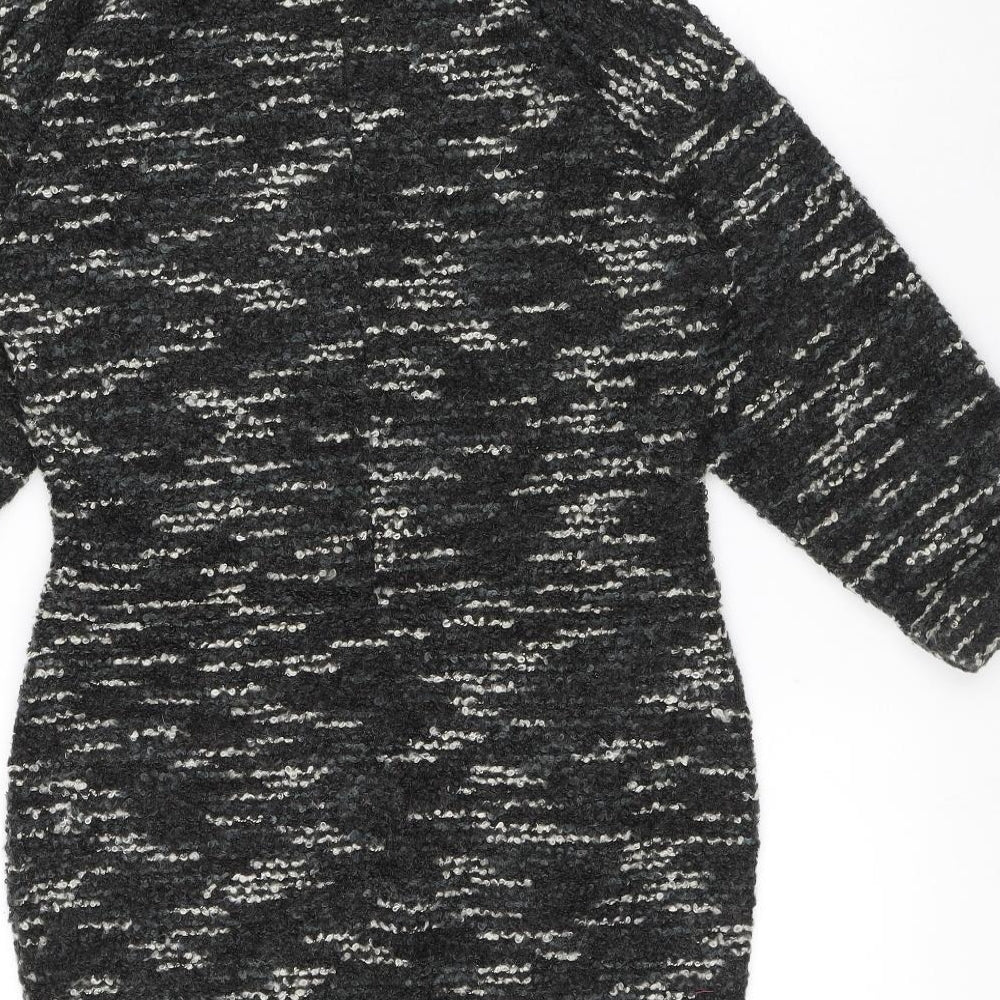 NEXT Womens Grey Geometric Polyester Jumper Dress Size 10 Round Neck Pullover