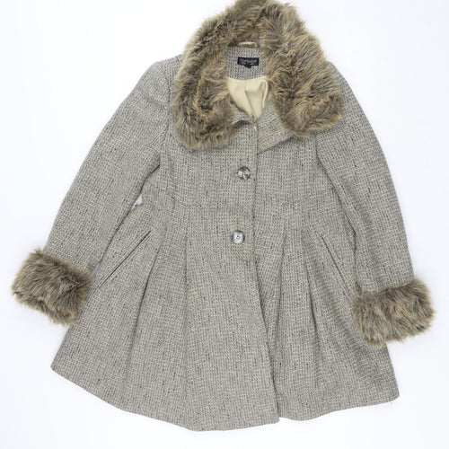 Topshop Womens Beige Overcoat Coat Size 10 Button