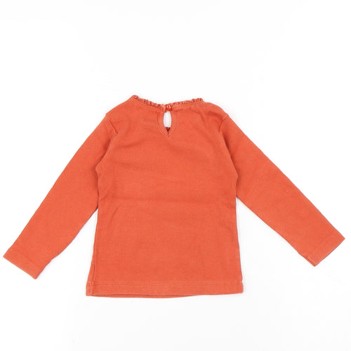 Dunnes Stores Girls Orange Cotton Basic T-Shirt Size 12-18 Months Round Neck Button