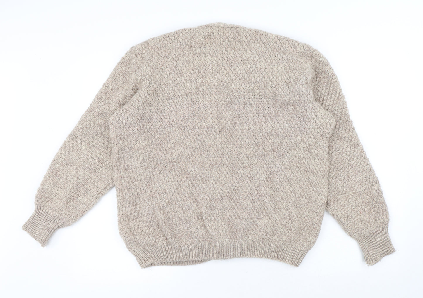 St Michael Womens Beige V-Neck Wool Cardigan Jumper Size L