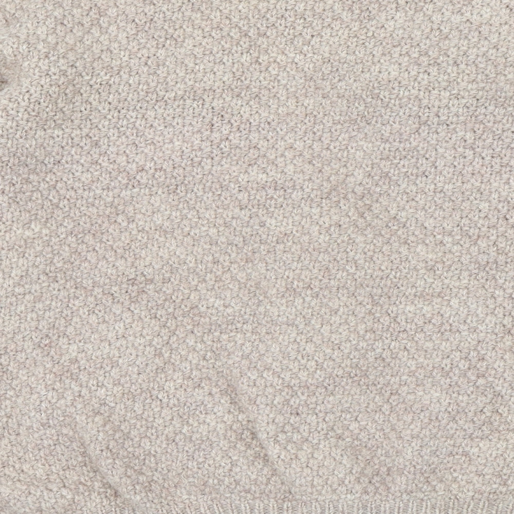 St Michael Womens Beige V-Neck Wool Cardigan Jumper Size L