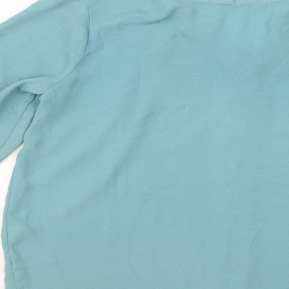 George Womens Green Polyester Basic Blouse Size 14 V-Neck