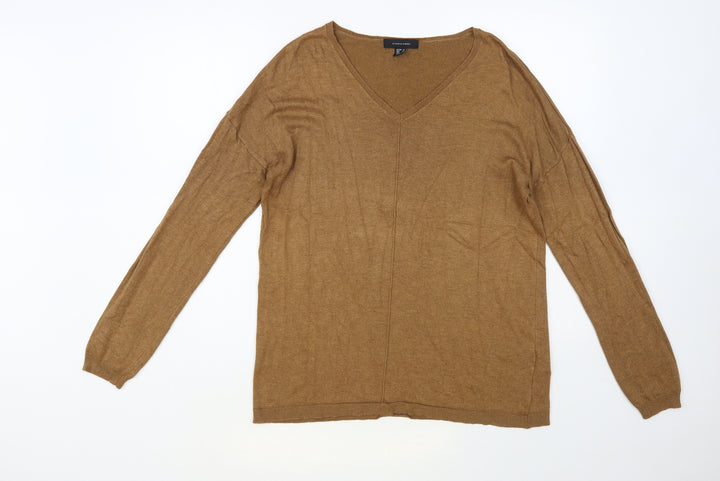 Atmosphere Womens Brown V-Neck Viscose Pullover Jumper Size 14