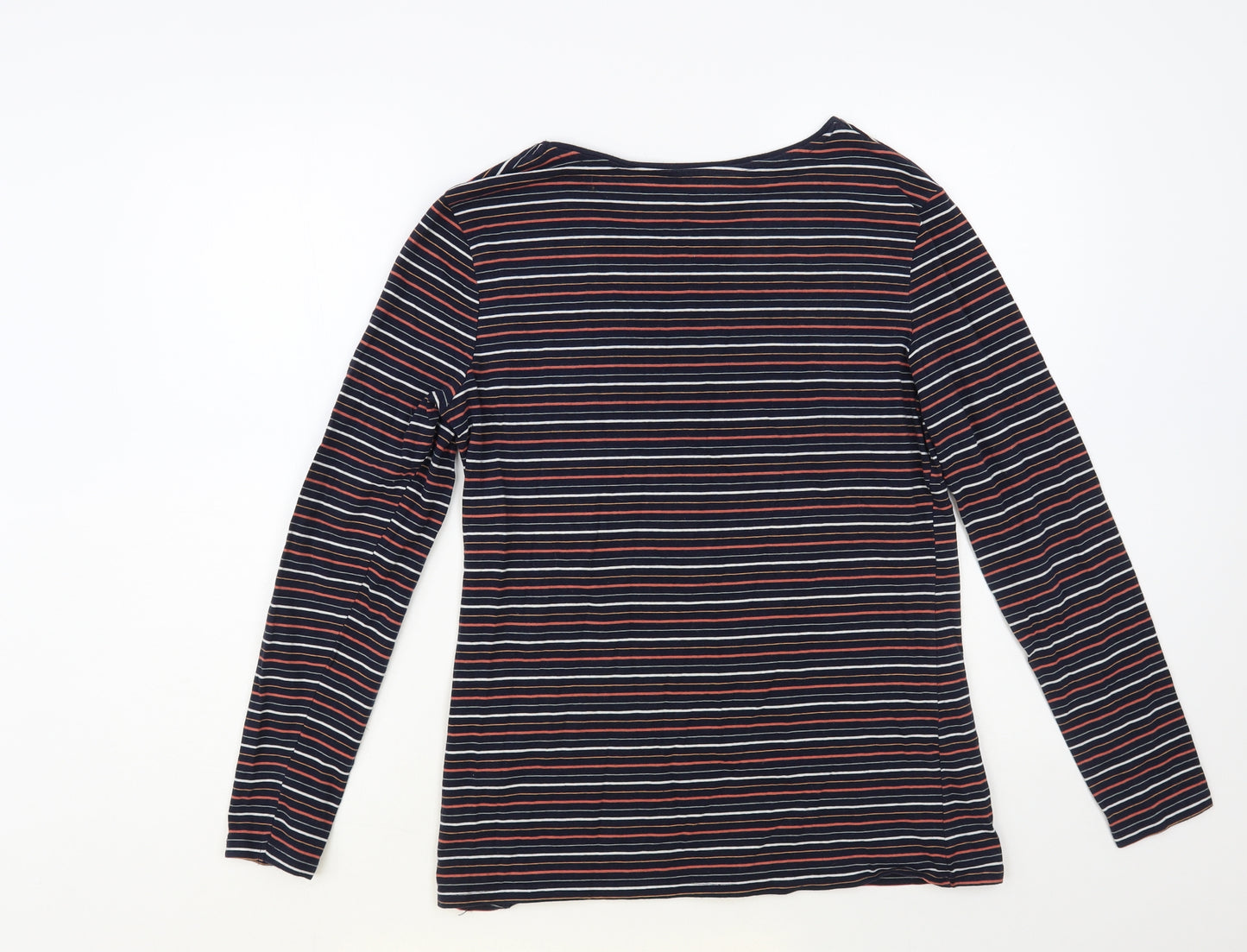Primark Womens Blue Striped Cotton Basic T-Shirt Size 14 Round Neck