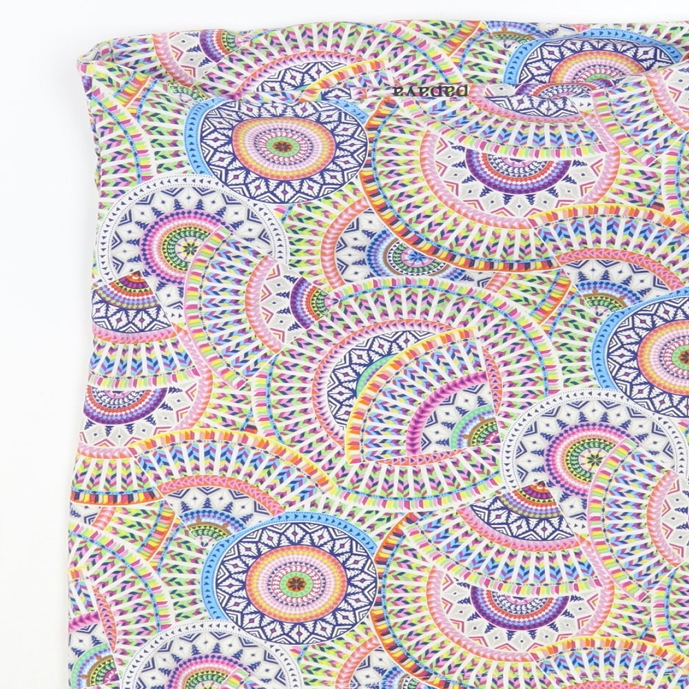 Papaya Womens Multicoloured Geometric Cotton Basic Blouse Size 14 Off the Shoulder