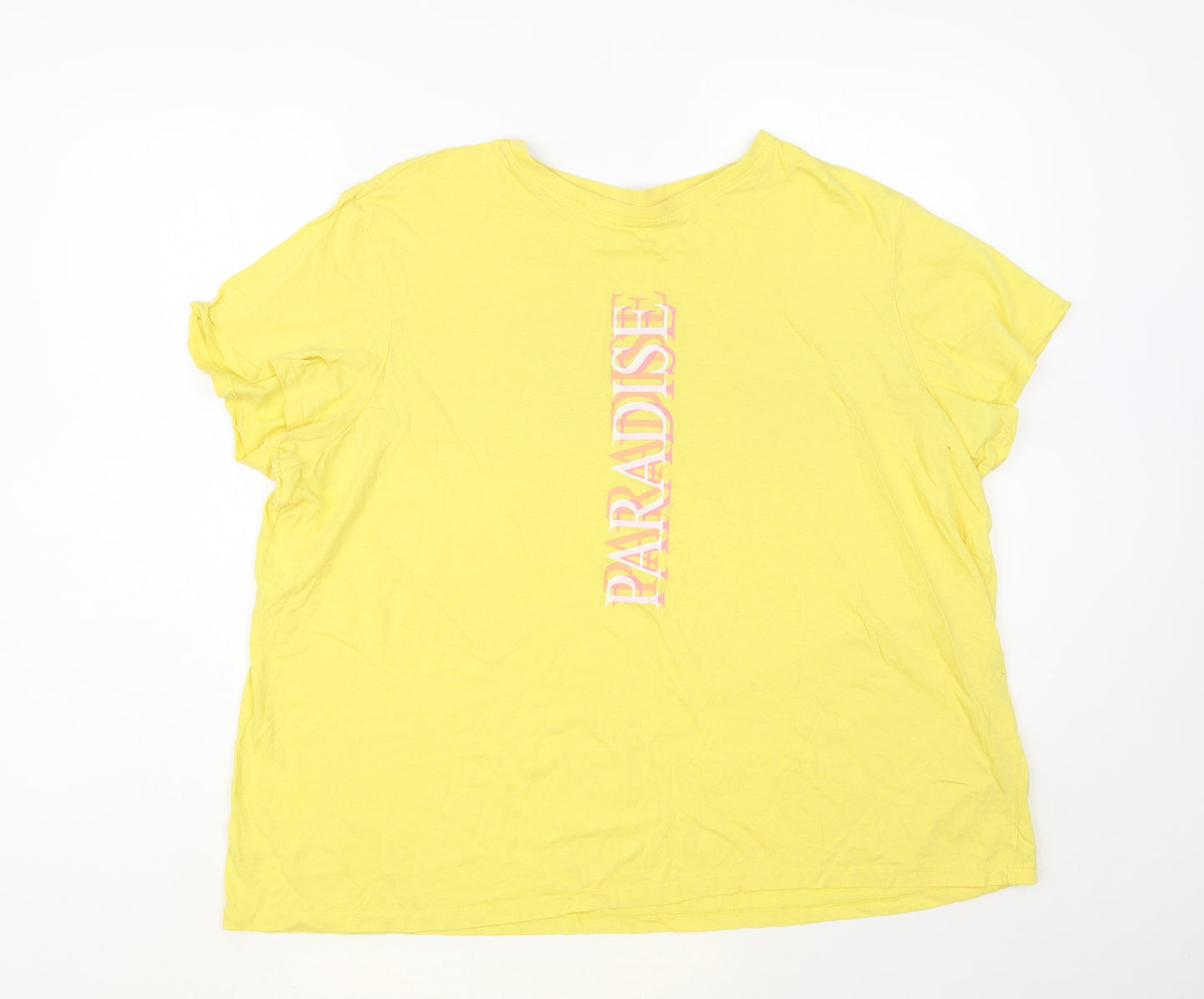 Primark Womens Yellow Cotton Basic T-Shirt Size 22 Crew Neck - Paradise