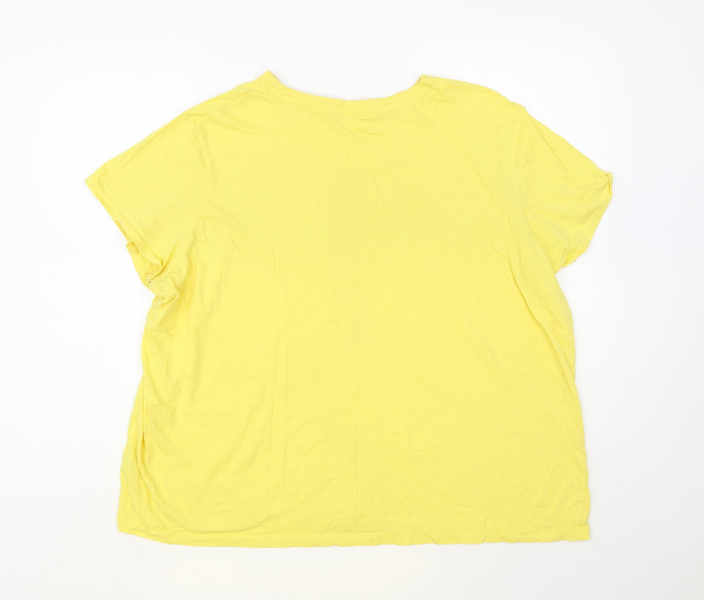 Primark Womens Yellow Cotton Basic T-Shirt Size 22 Crew Neck - Paradise