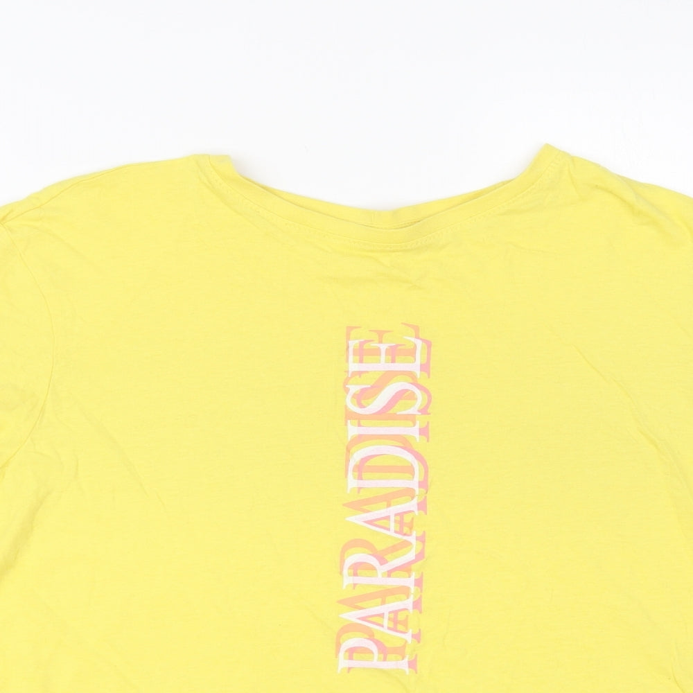 Primark Womens Yellow Cotton Basic T-Shirt Size 22 Crew Neck - Paradise
