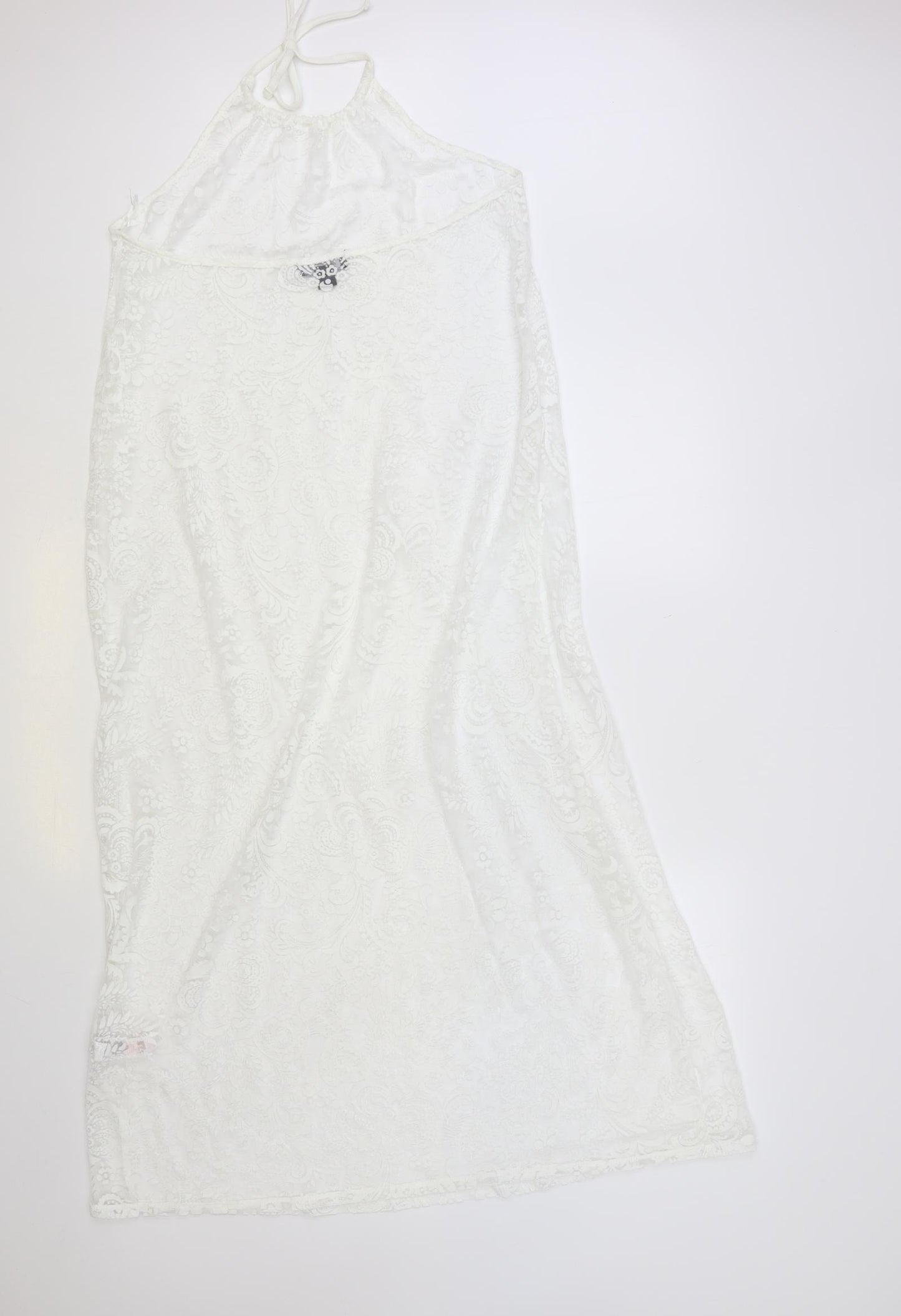 Atmosphere Womens White Paisley Viscose A-Line Size M Halter Pullover - Beach Cover Up