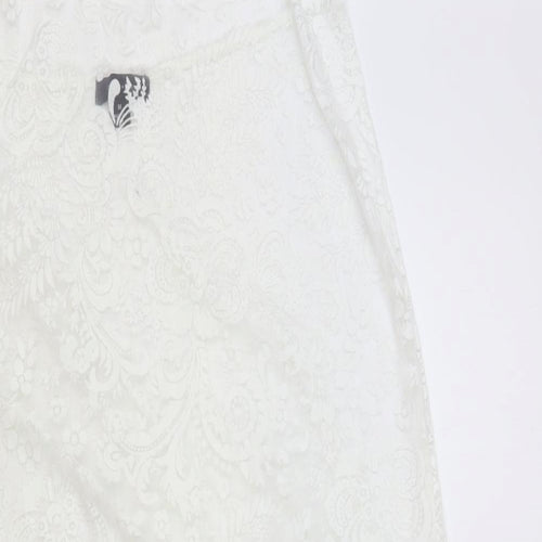 Atmosphere Womens White Paisley Viscose A-Line Size M Halter Pullover - Beach Cover Up
