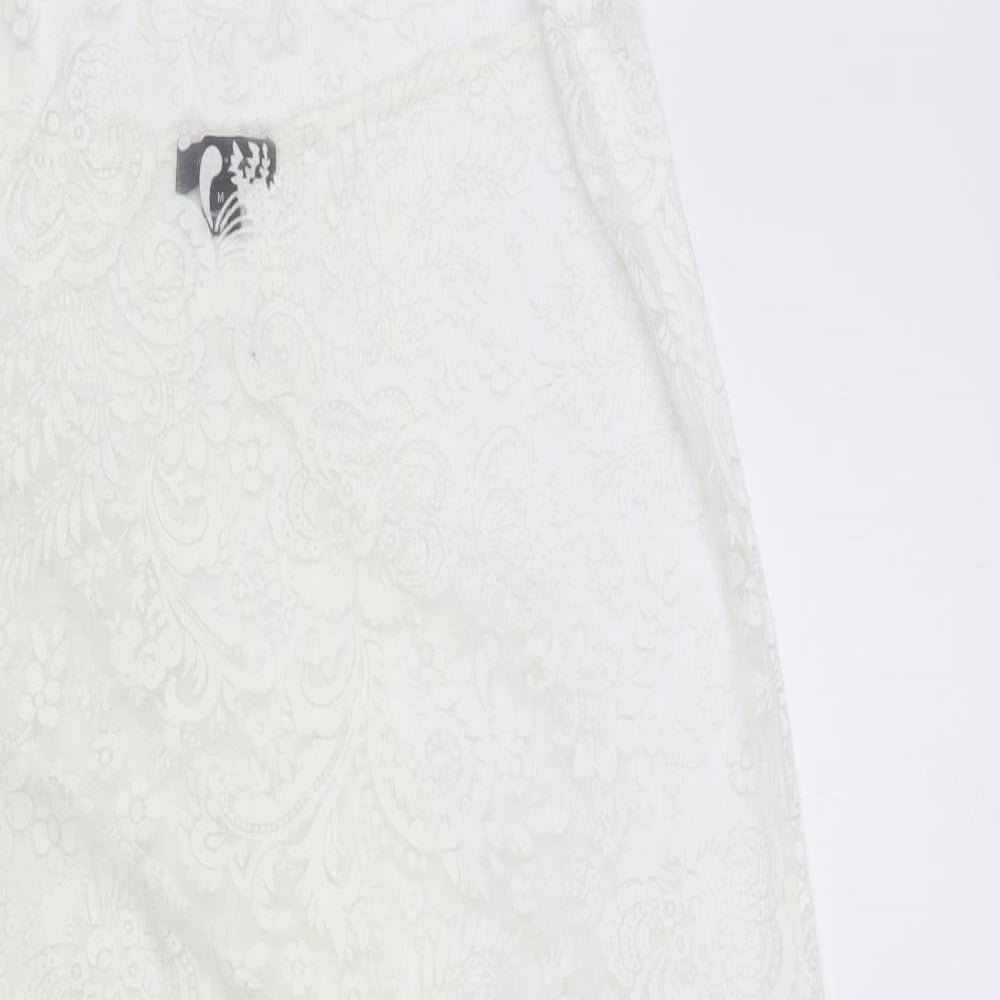 Atmosphere Womens White Paisley Viscose A-Line Size M Halter Pullover - Beach Cover Up