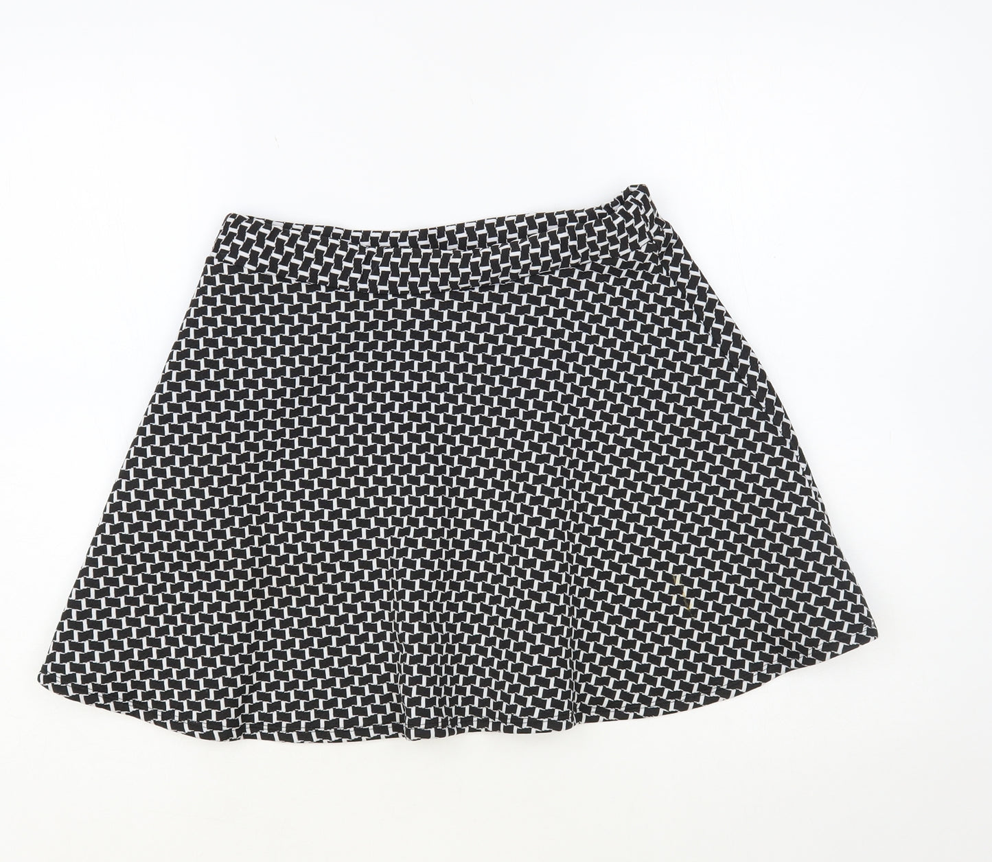 Atmosphere Womens Black Geometric Polyester Skater Skirt Size 12