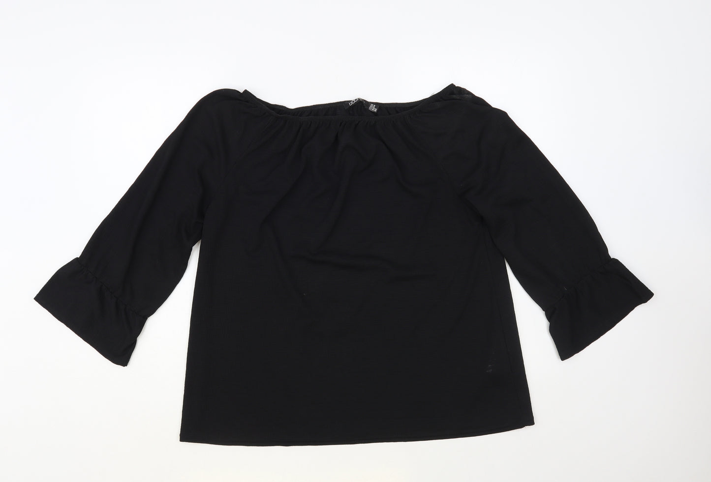 Boohoo Womens Black Polyester Basic Blouse Size 14 Off the Shoulder