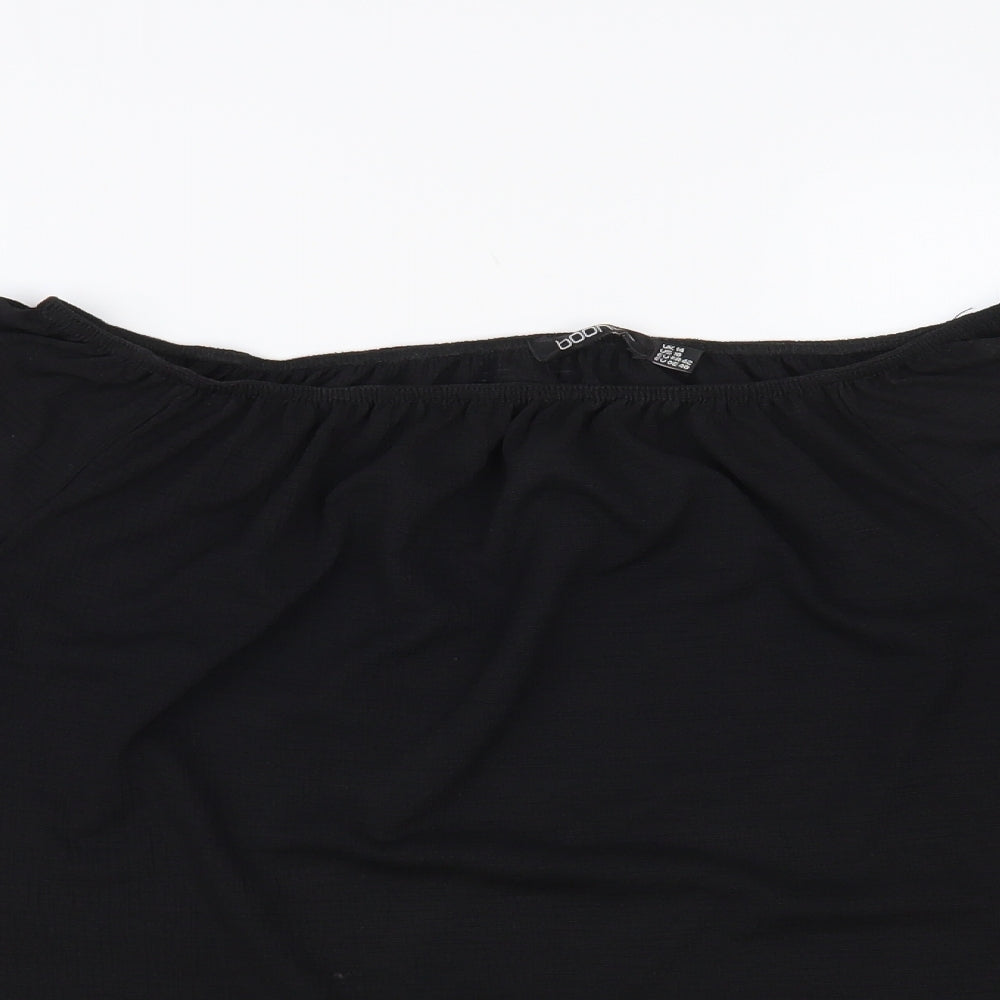 Boohoo Womens Black Polyester Basic Blouse Size 14 Off the Shoulder