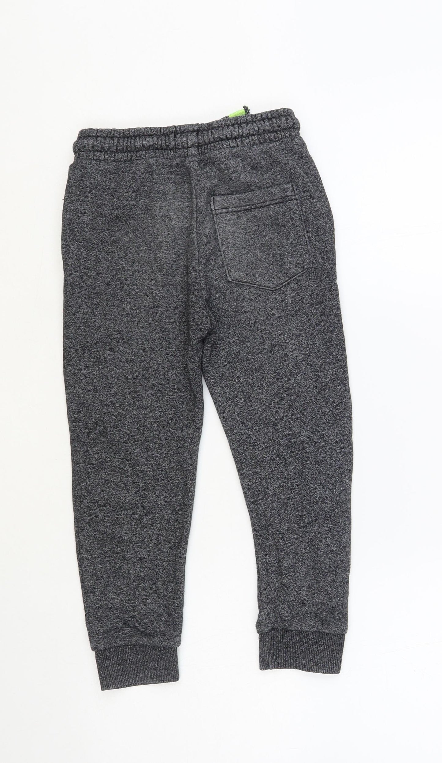 F&F Boys Grey Cotton Jogger Trousers Size 5-6 Years Regular Drawstring