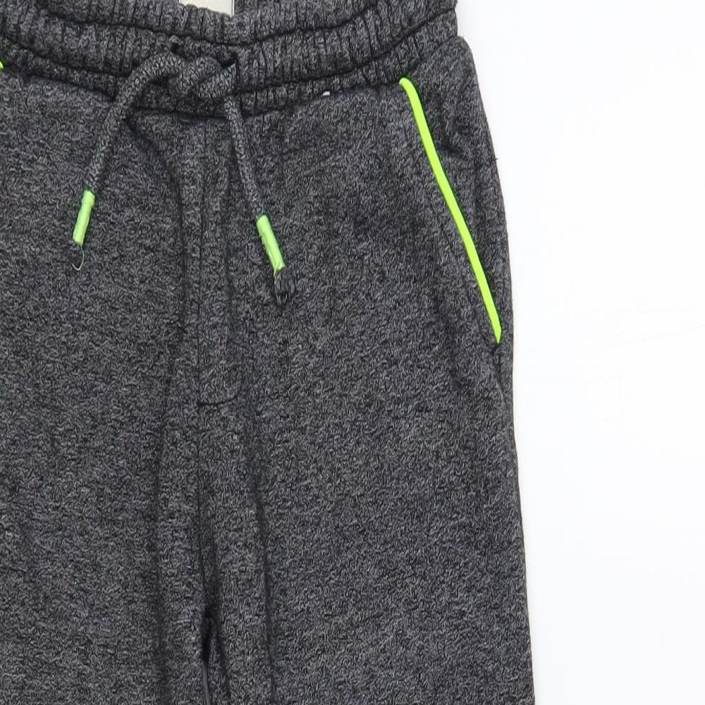 F&F Boys Grey Cotton Jogger Trousers Size 5-6 Years Regular Drawstring