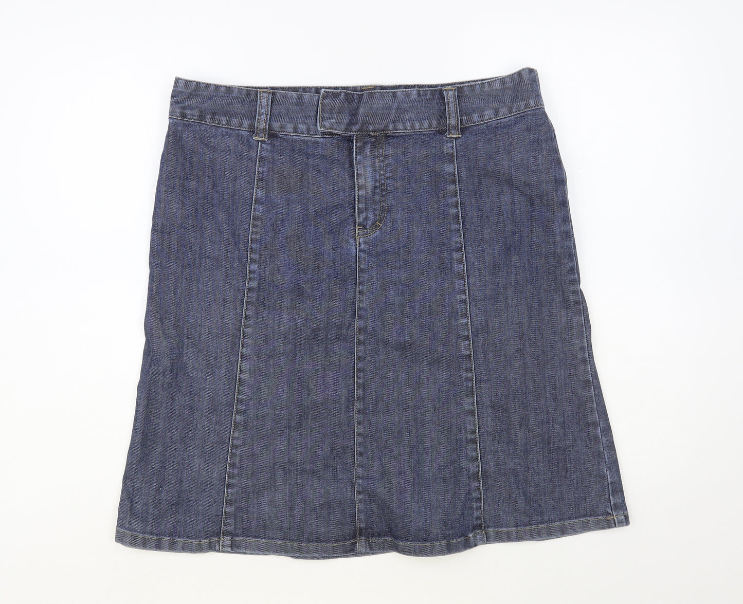H&M Womens Blue Cotton Straight & Pencil Skirt Size 16 Hook & Eye