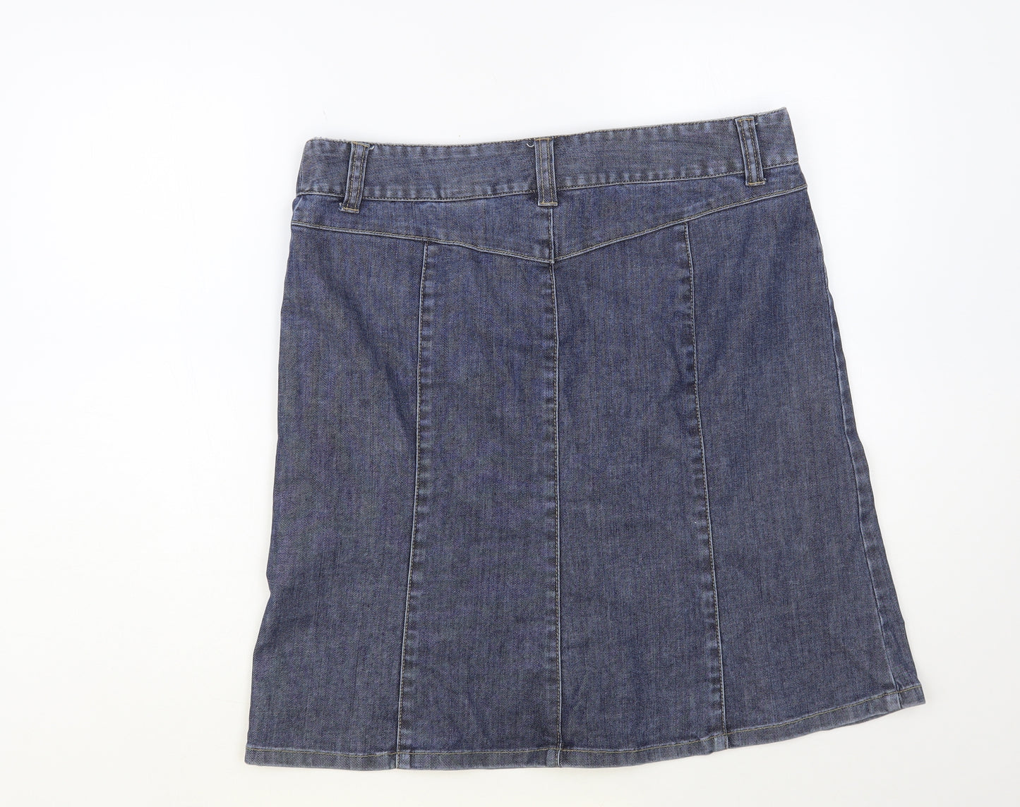 H&M Womens Blue Cotton Straight & Pencil Skirt Size 16 Hook & Eye