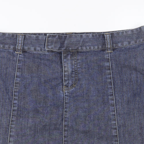 H&M Womens Blue Cotton Straight & Pencil Skirt Size 16 Hook & Eye