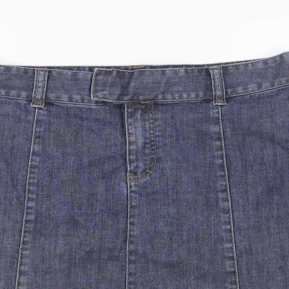 H&M Womens Blue Cotton Straight & Pencil Skirt Size 16 Hook & Eye