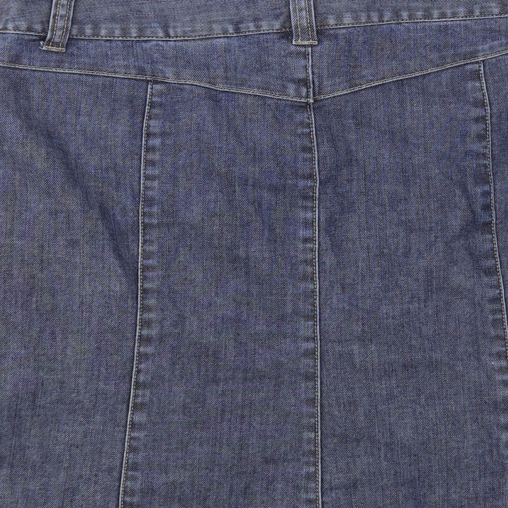 H&M Womens Blue Cotton Straight & Pencil Skirt Size 16 Hook & Eye