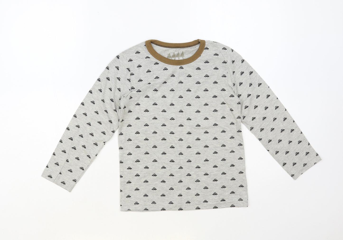 NEXT Boys Grey Geometric Cotton Pullover T-Shirt Size 5-6 Years Crew Neck Pullover - Car Print