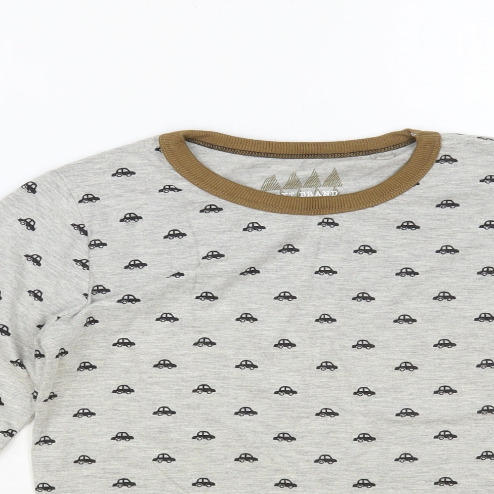 NEXT Boys Grey Geometric Cotton Pullover T-Shirt Size 5-6 Years Crew Neck Pullover - Car Print
