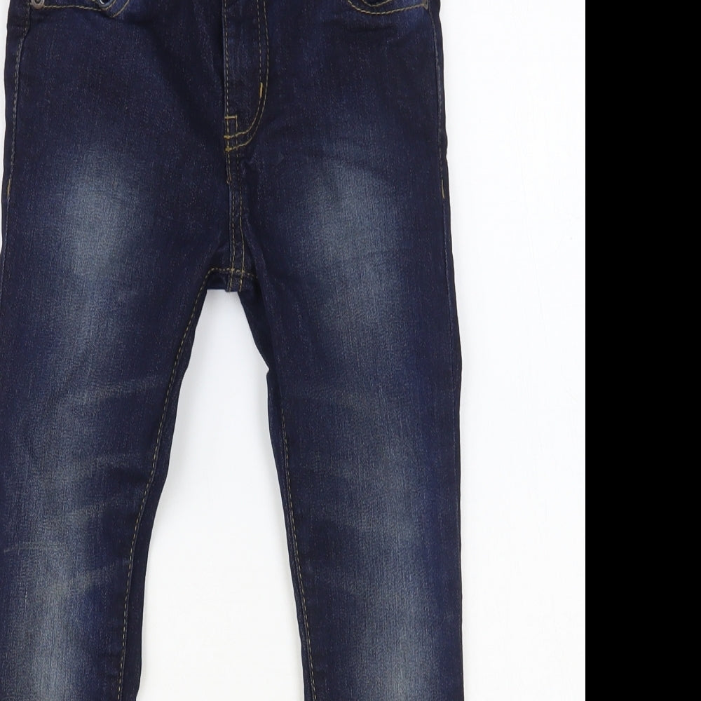 F&F Boys Blue Cotton Skinny Jeans Size 5-6 Years Regular Button