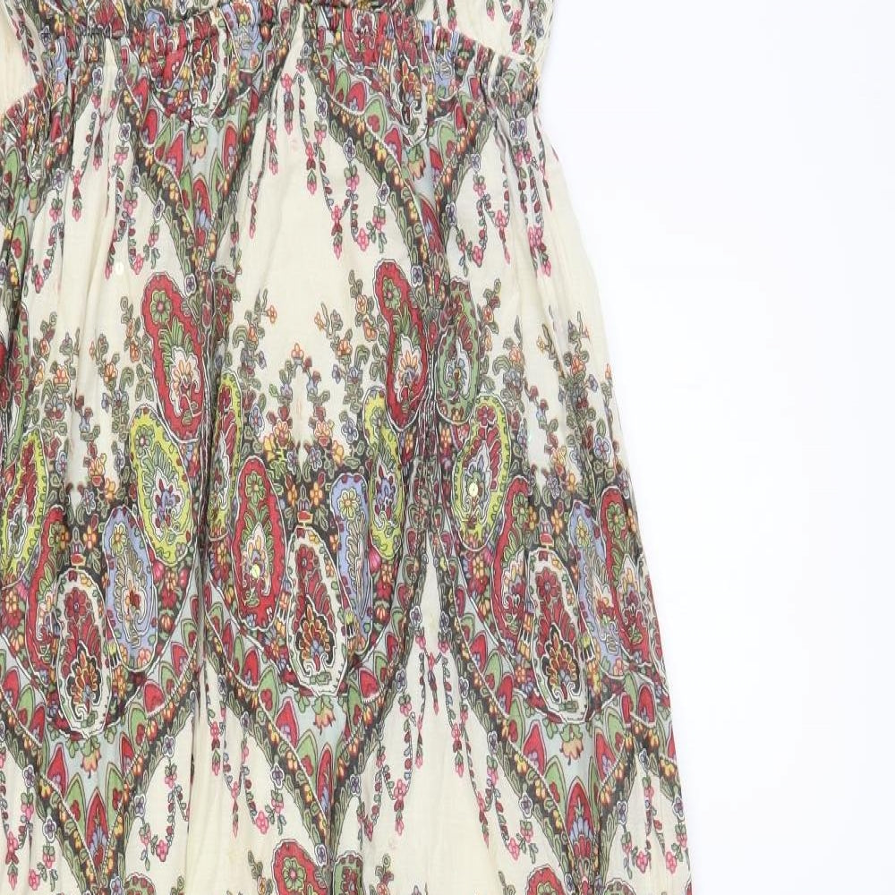 New Look Womens Multicoloured Paisley Cotton Maxi Size 14 V-Neck Pullover