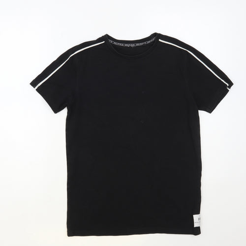 Holyfield Boys Black Cotton Pullover T-Shirt Size 12-13 Years Crew Neck Pullover