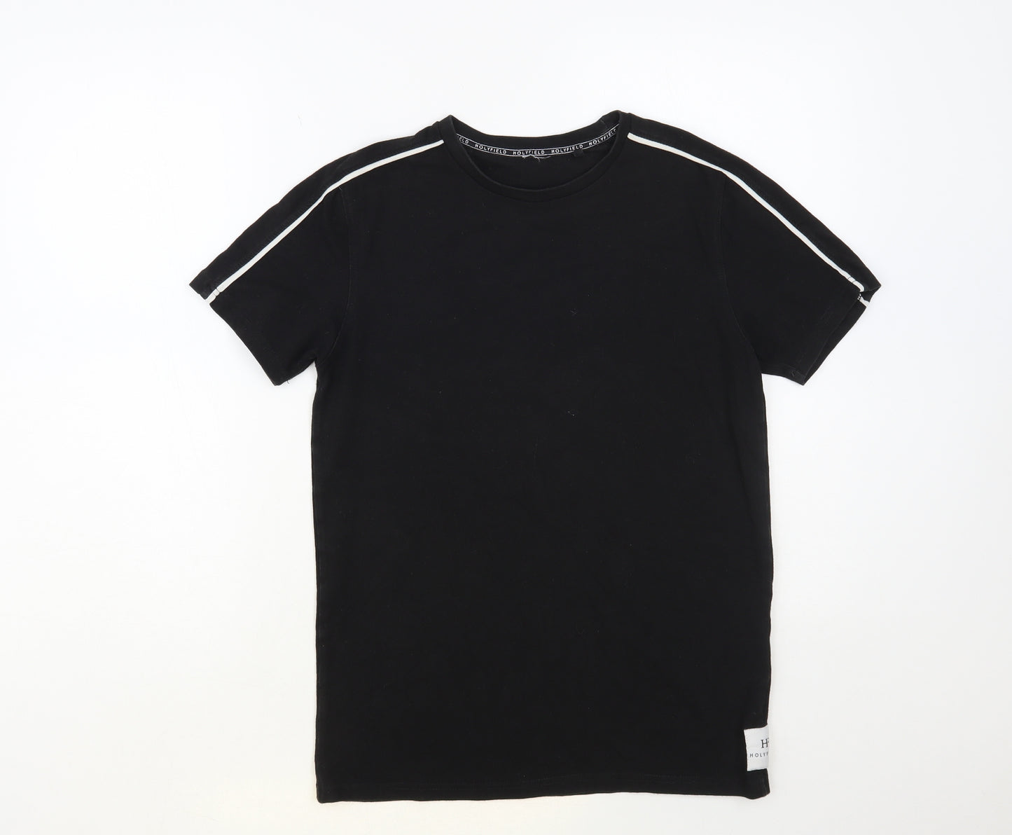Holyfield Boys Black Cotton Pullover T-Shirt Size 12-13 Years Crew Neck Pullover